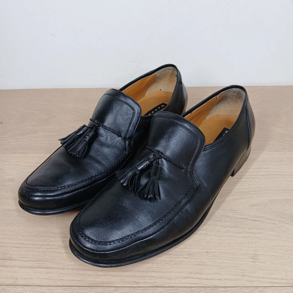 Magnanni Tassel Loafers Mens 9M Black Leather Dress Office Business Casual